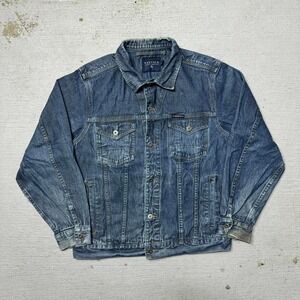 Distressed Nautica Denim Jacket Size Large